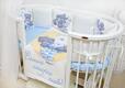 Ovalbed постельный набор в кроватку, 5в1 Сладкие сны небесный D-68